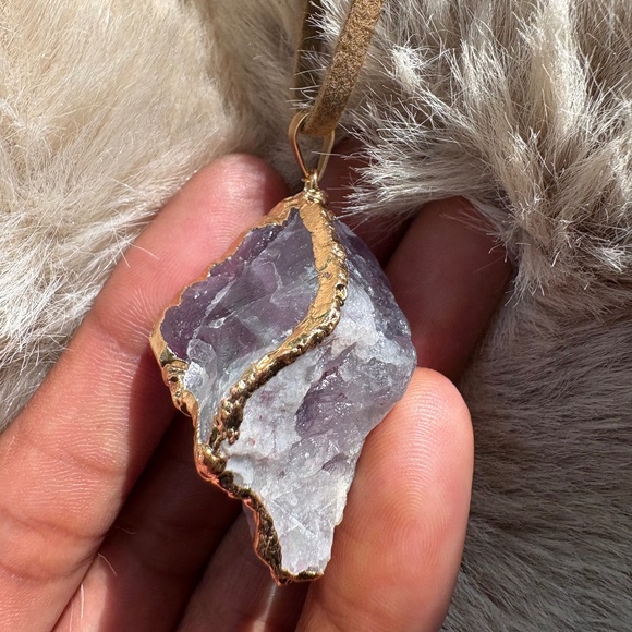 Mystic Fluorite Crystal Pendant Necklace - Handcrafted Jewelry - Picture 2 of 3